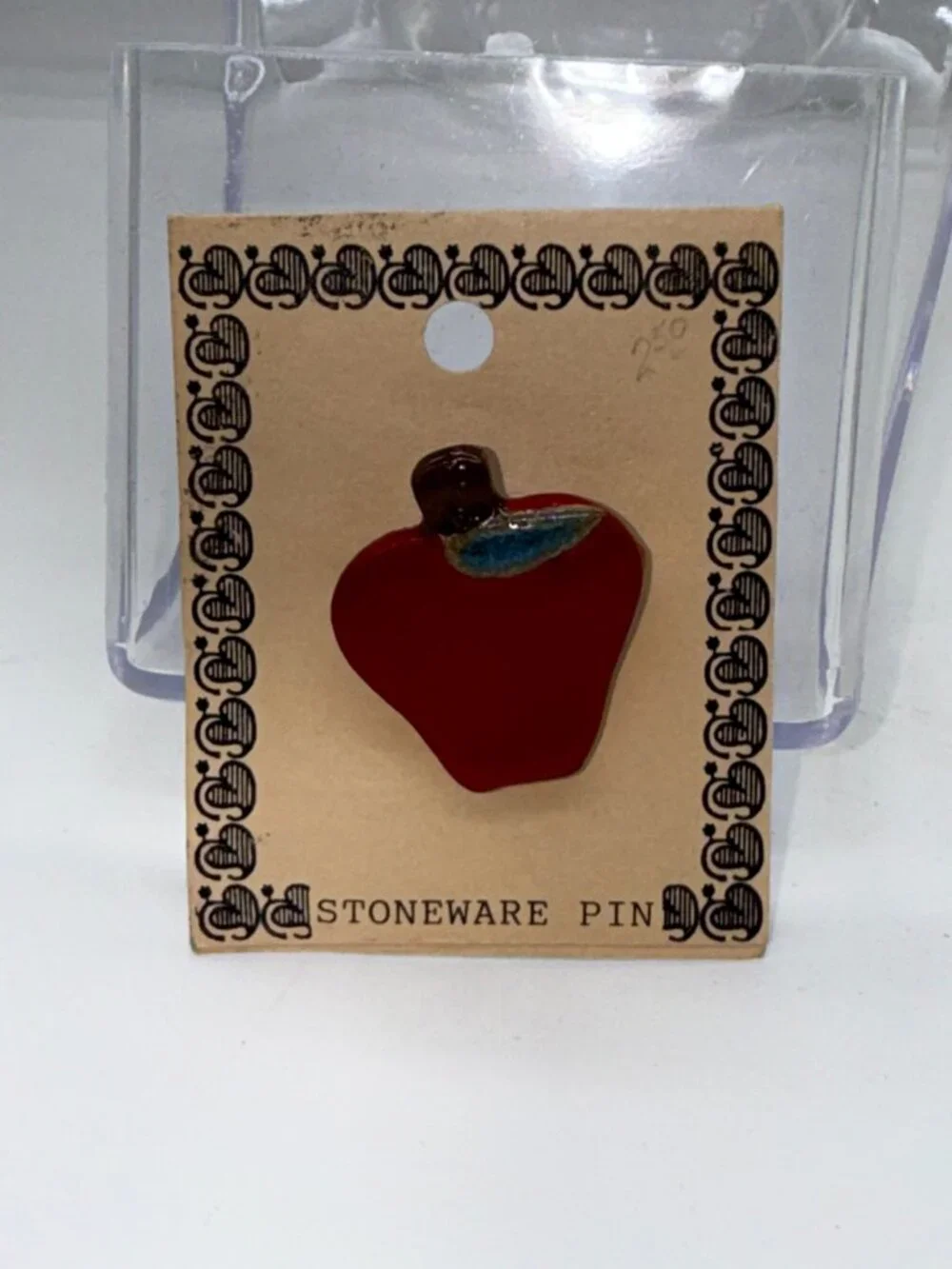Elkhorn Valley Pottery Stoneware Apple Pin Brooch NWT